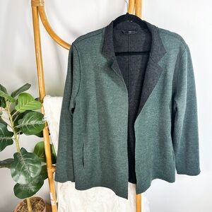 Eileen Fisher Green Wool Sweater Jacket sz M